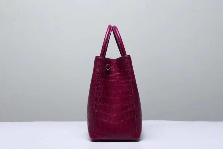 Genuine Crocodile Belly Leather Top Handle Bags For Women Wine Red 35cm