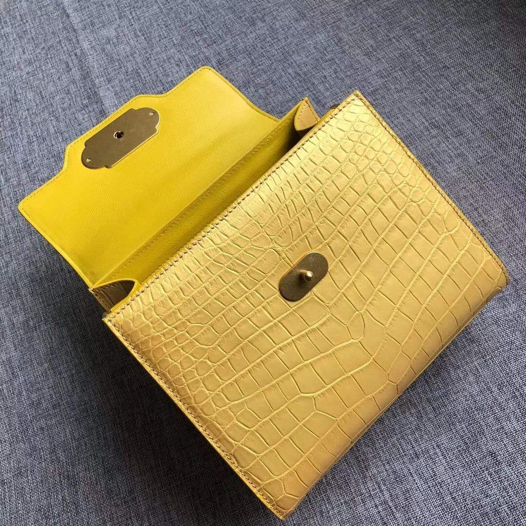 Genuine Crocodile Belly Leather Top Handle Shoulder Purse Bag