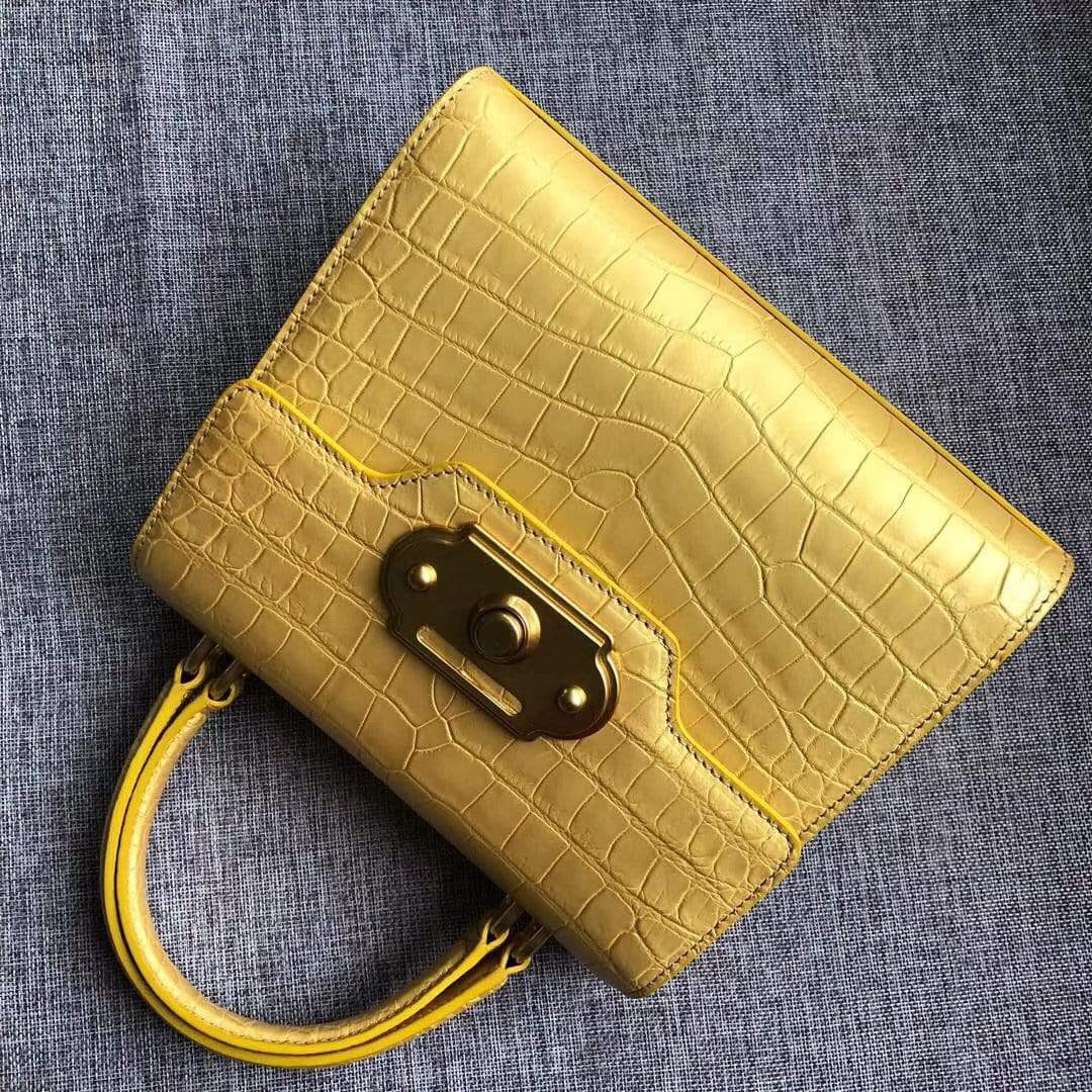 Genuine Crocodile Belly Leather Top Handle Shoulder Purse Bag