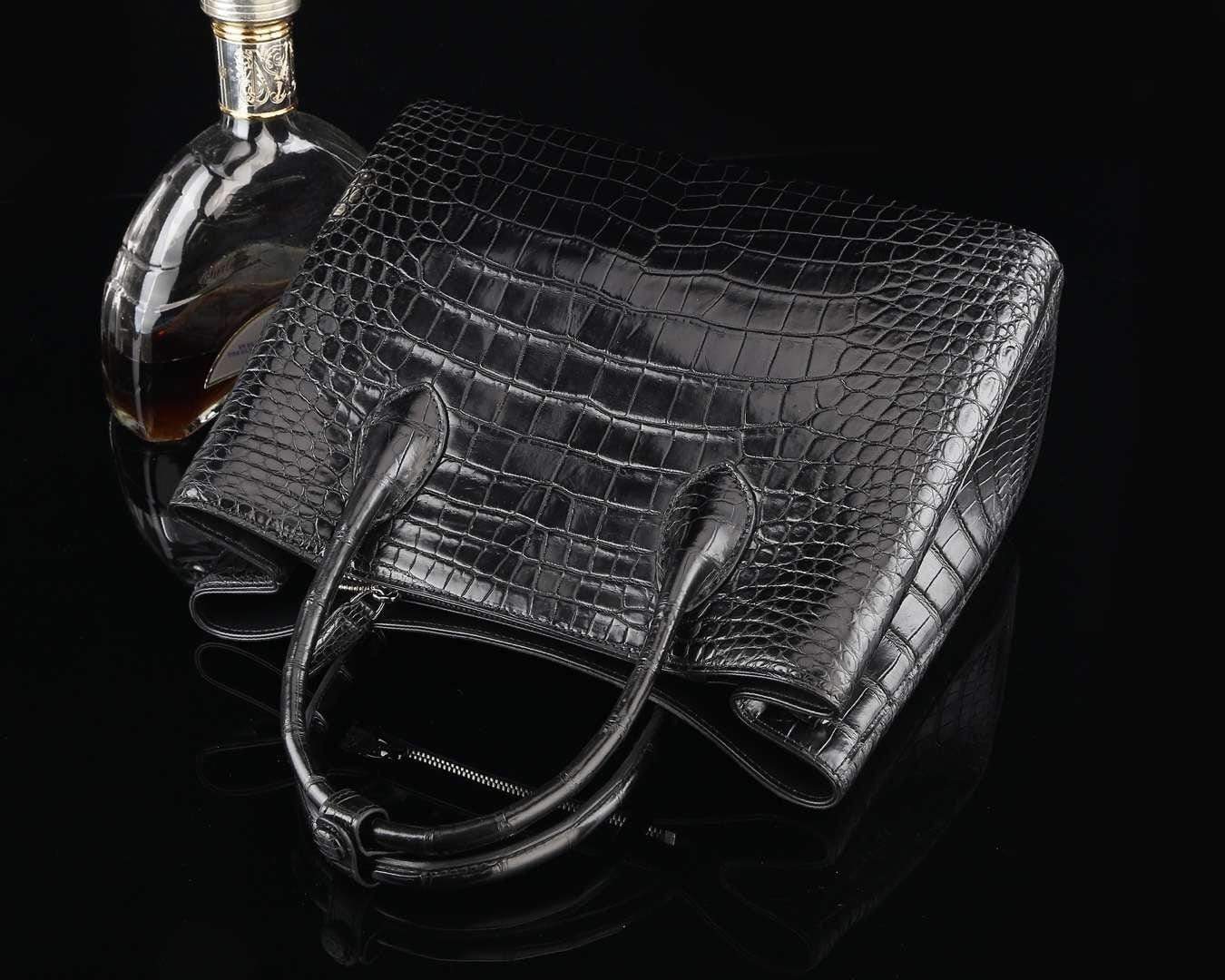 Genuine Crocodile Leather Top Handle Tote  Handbag 33cm