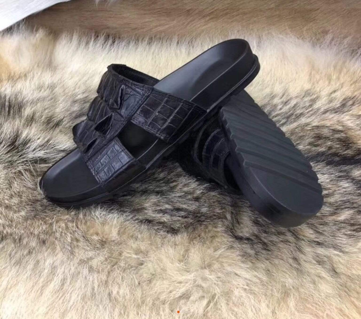 Crocodile Shoes Genuine Crocodile Bone Leather Mens Slipper