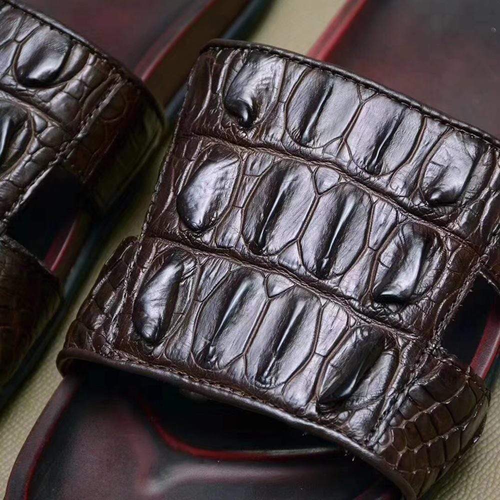 Crocodile Shoes Genuine Crocodile Bone Leather Mens Slipper