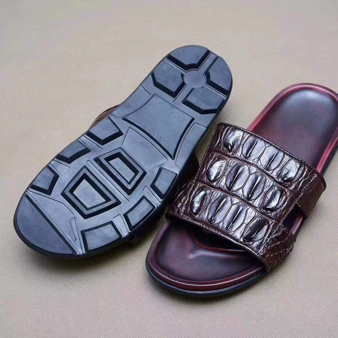 Crocodile Shoes Genuine Crocodile Bone Leather Mens Slipper