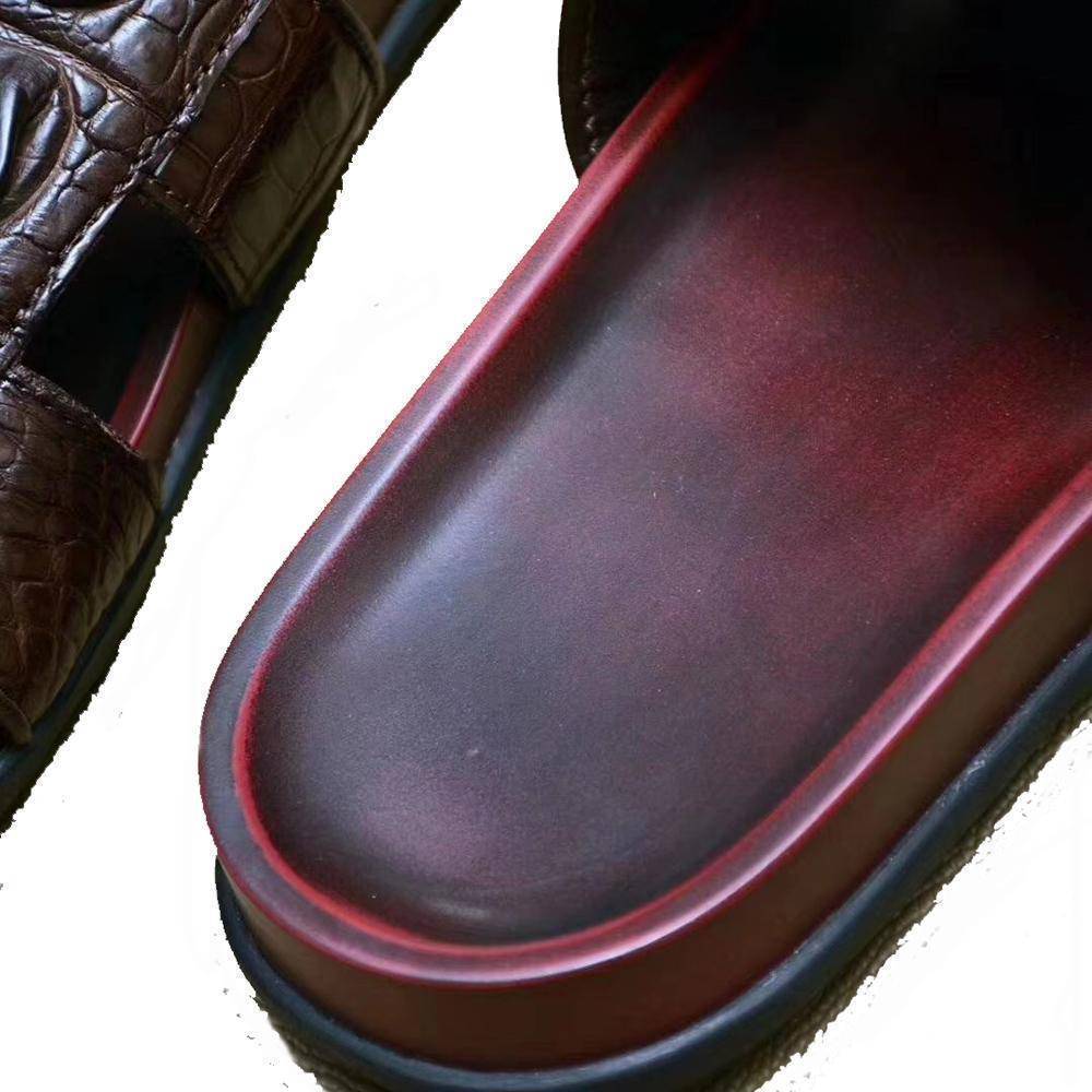 Crocodile Shoes Genuine Crocodile Bone Leather Mens Slipper