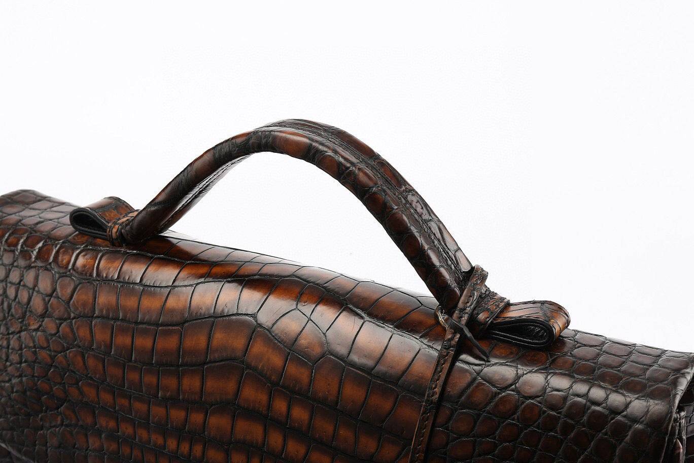 Preorder Genuine Crocodile Leather Briefcase Business Bags-Maiko Grey