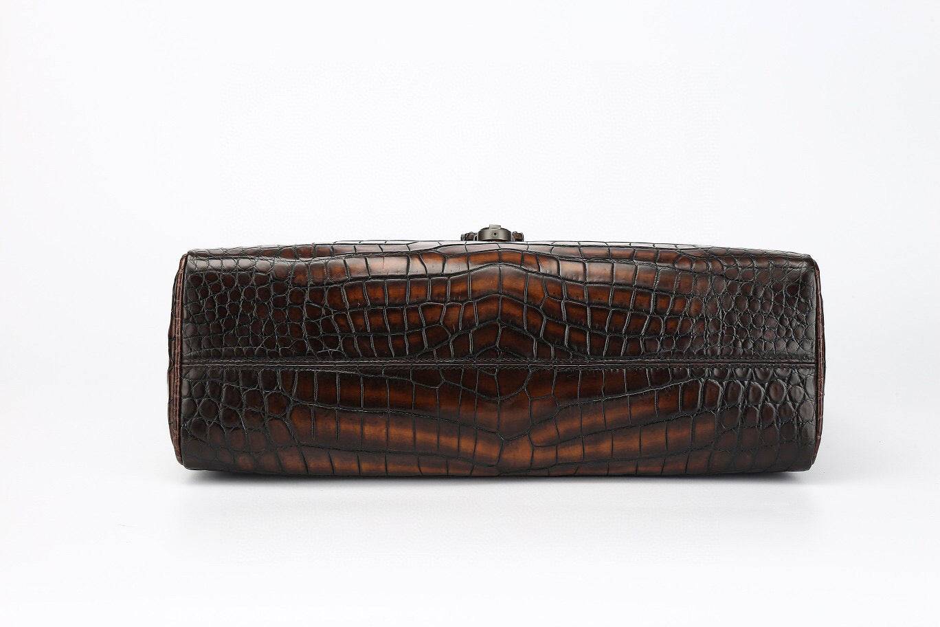 Preorder Genuine Crocodile Leather Briefcase Business Bags-Maiko Grey