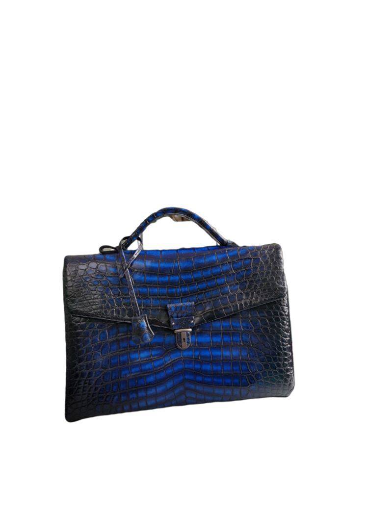 Preorder Genuine Crocodile Leather Briefcase Business Bags-Maiko Grey