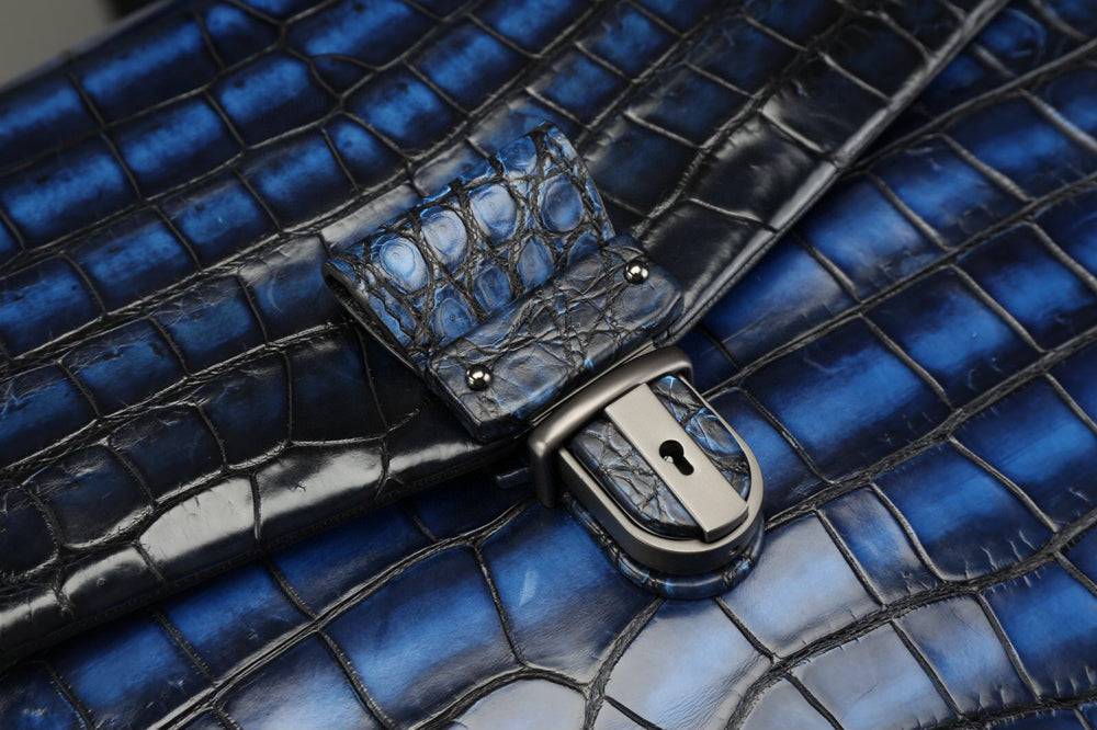 Preorder Genuine Crocodile Leather Briefcase Business Bags-Maiko Grey
