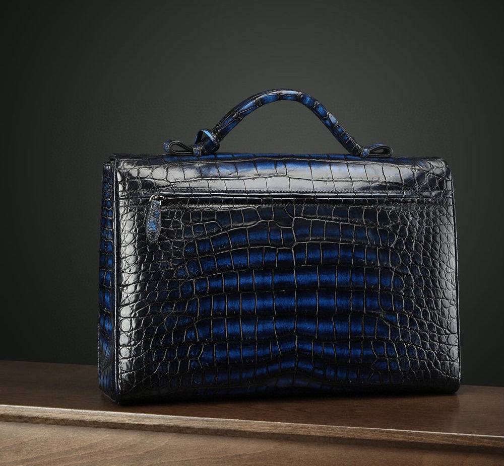 Preorder Genuine Crocodile Leather Briefcase Business Bags-Maiko Grey