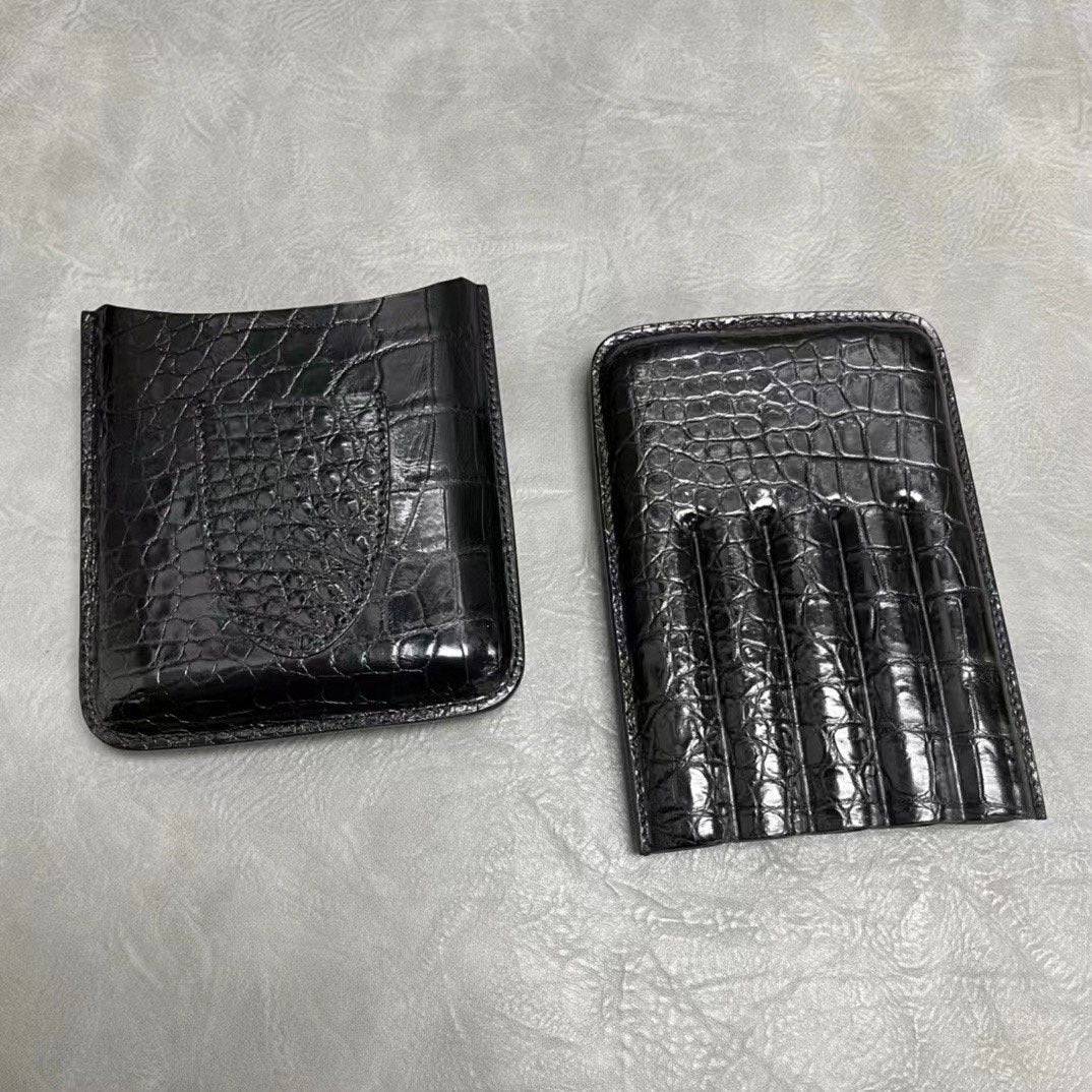 Preorder Matt Genuine Crocodile Leather Cigaretter Case Black
