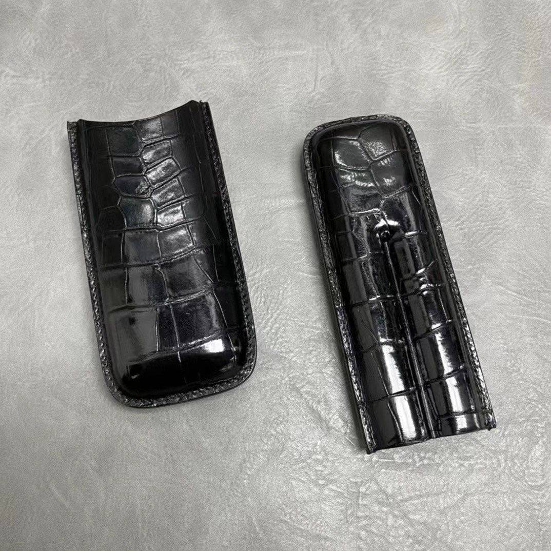 Preorder Matt Genuine Crocodile Leather Cigaretter Case Black