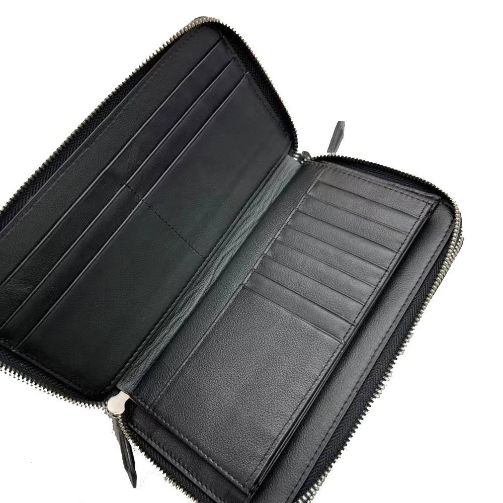 Genuine Crocodile Leather  Large Volumn Zip Around Back Bone Wallet