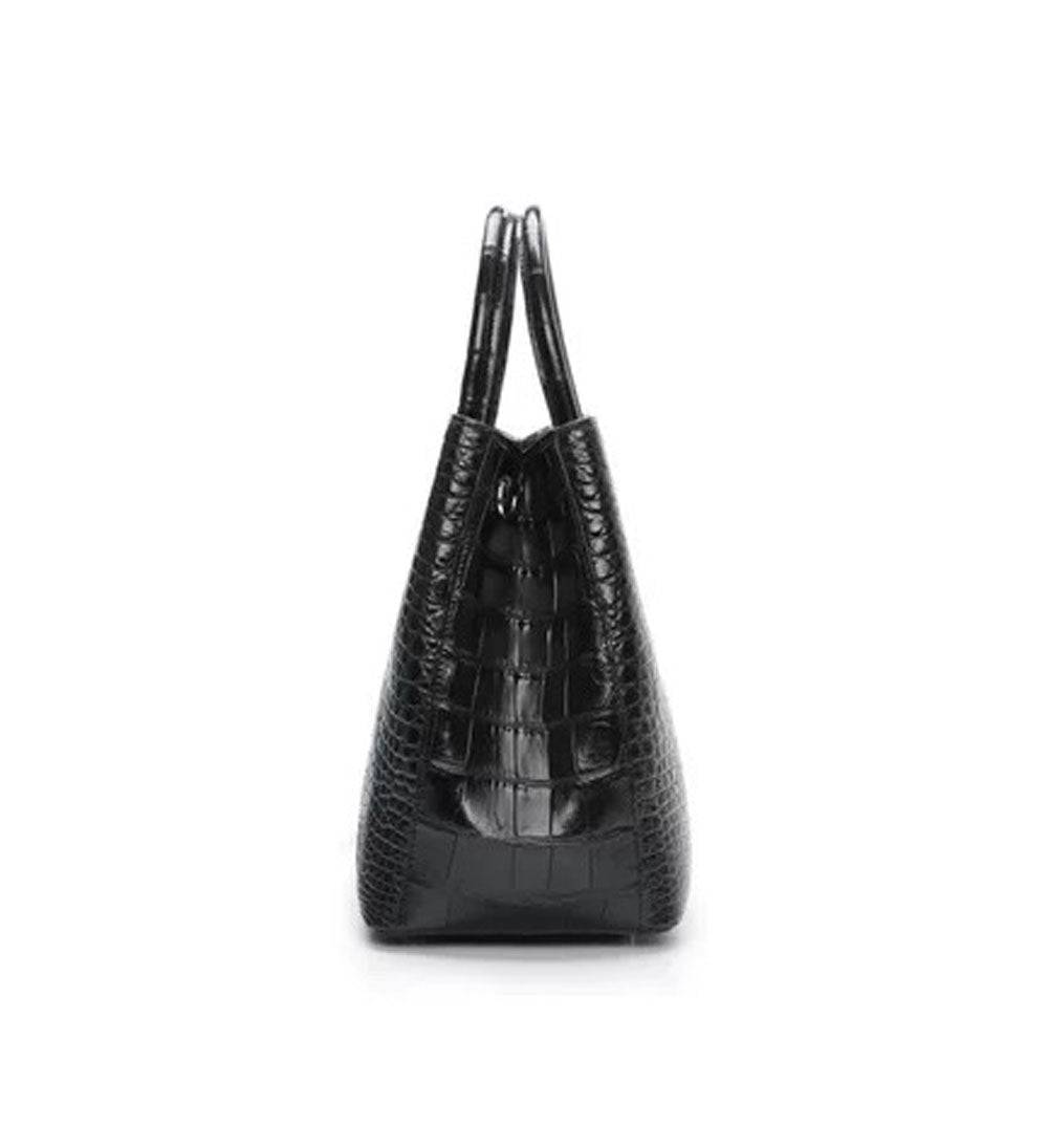 Genuine Crocodile Leather Top Handle Satchel Handbag Shoulder Bag Tote Purse Messenger Bags 33cm Black