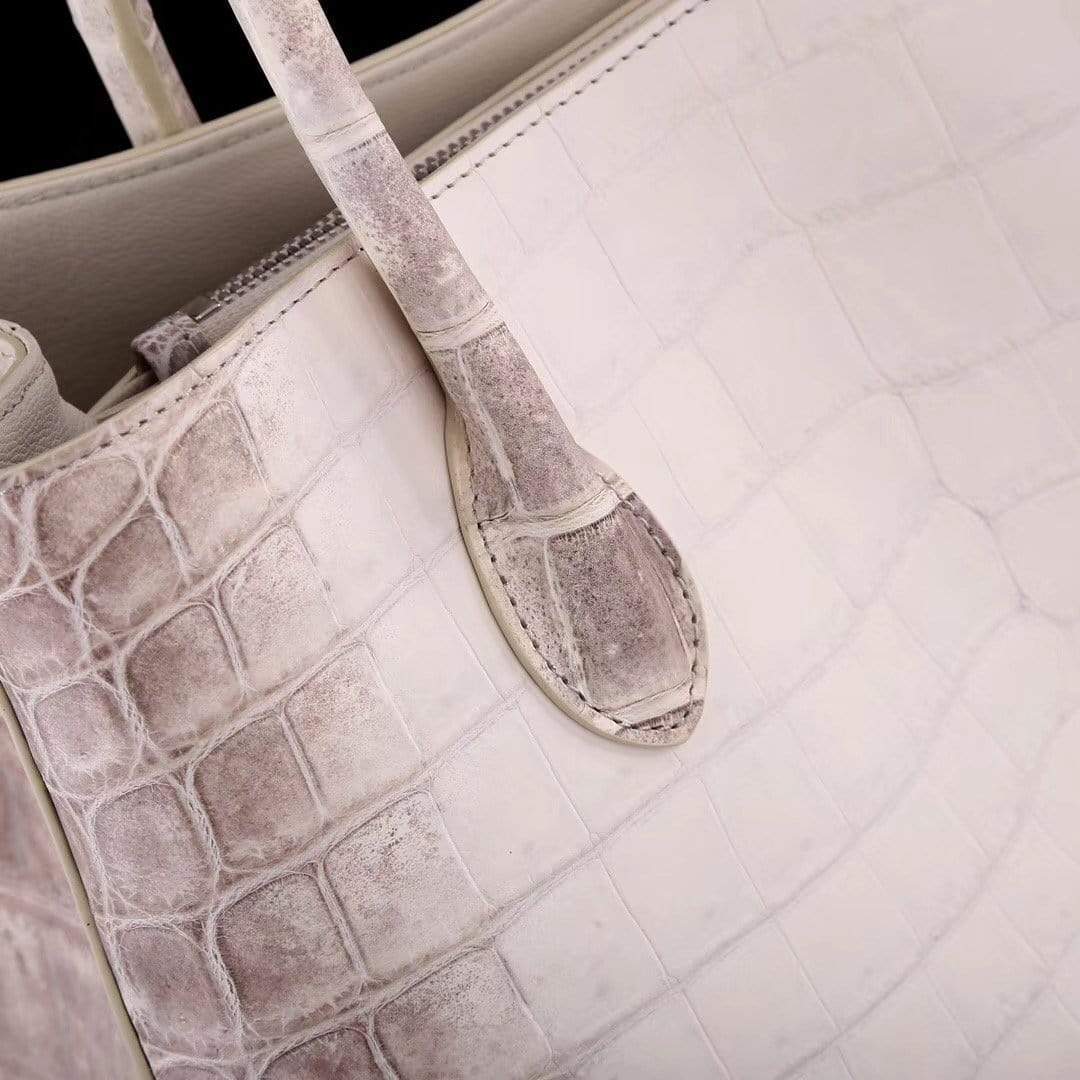 Genuine Crocodile Leather Womens  Tote Shoulder Bag Himalaya White 35cm