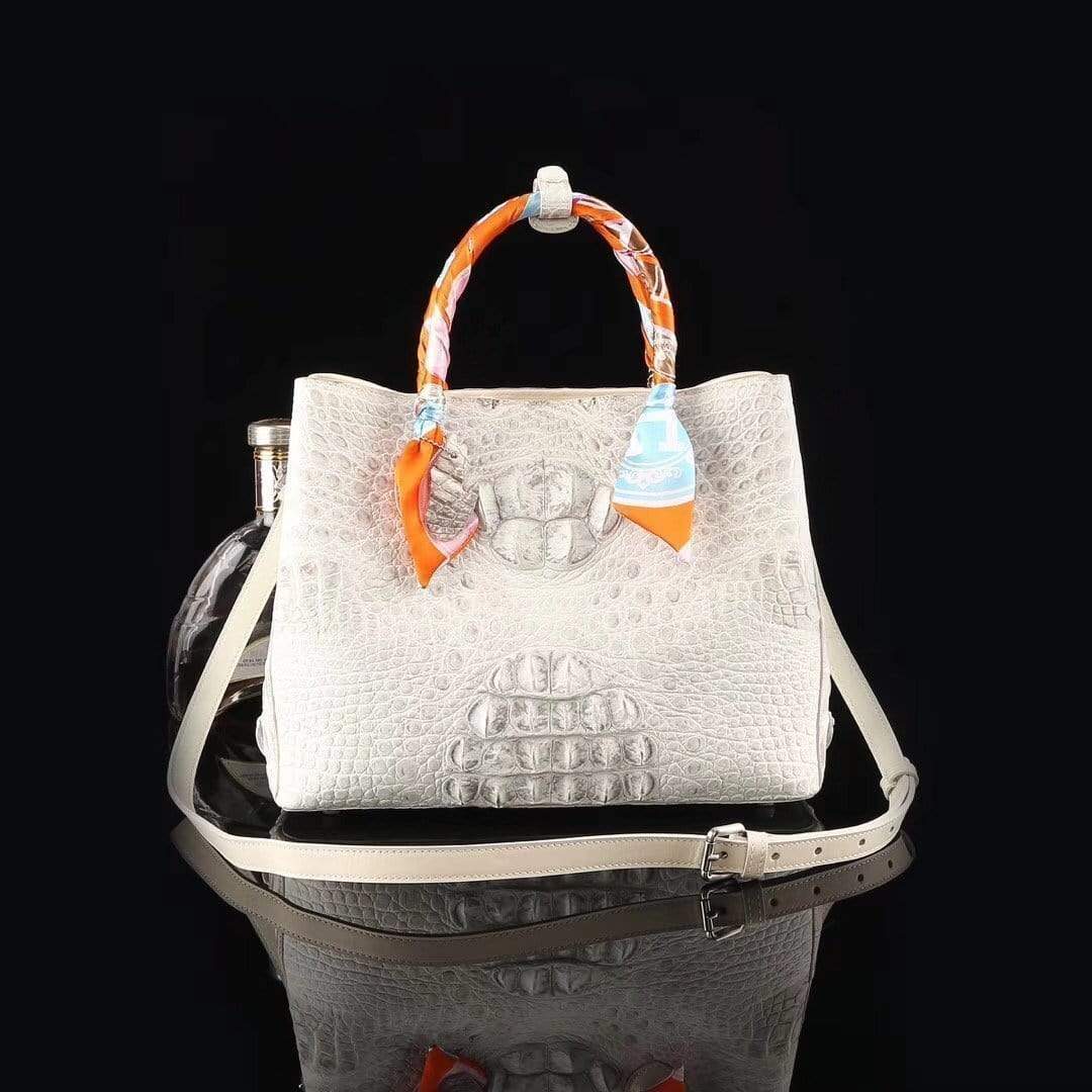 Genuine Crocodile Medium Double Satchel Bag 33cm