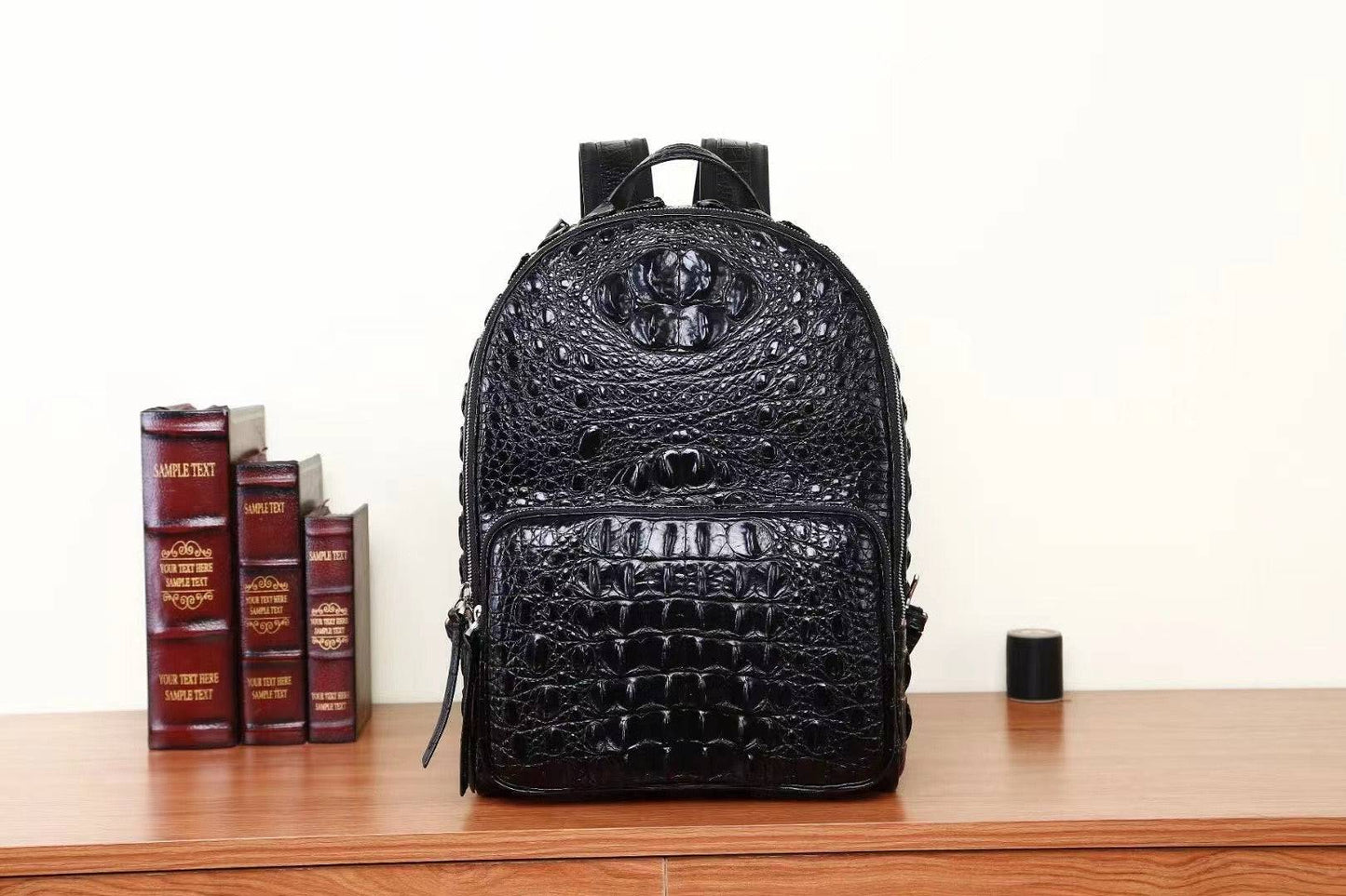 Preorder Genuine Crocodile Skin Bone Leather Backpack Dark Green
