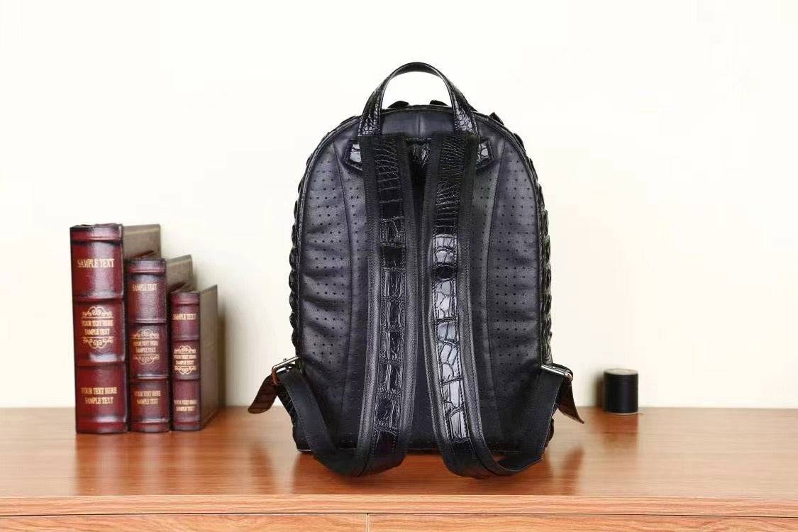 Preorder Genuine Crocodile Skin Bone Leather Backpack Dark Green