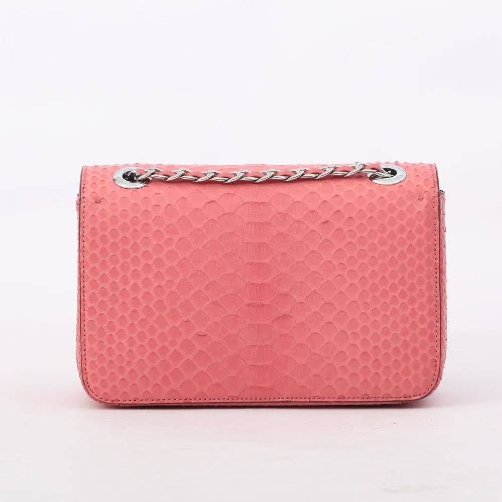 Genuine Python Skin Leather Flap Chain Bag