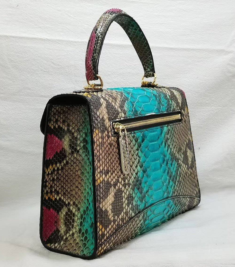 Genuine Python skin Leather Tote Top Handle Cross Body Women Handbag