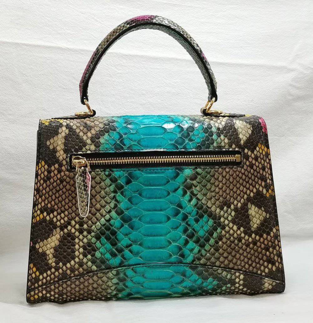 Genuine Python skin Leather Tote Top Handle Cross Body Women Handbag