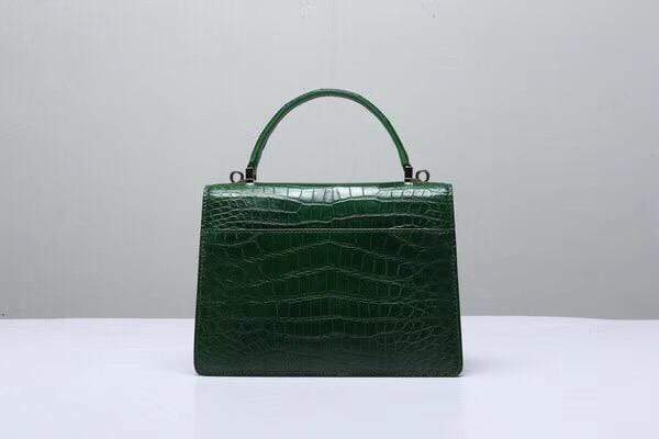 Genuine Crocodile  Leather Top Handle Cross Body Bag Green
