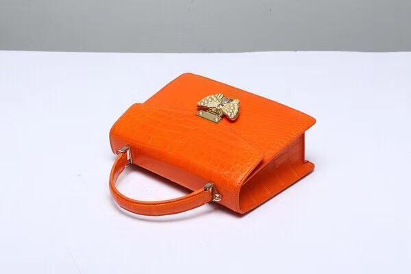 Genuine Crocodile Leather Top Handle Cross Body Bag Orange