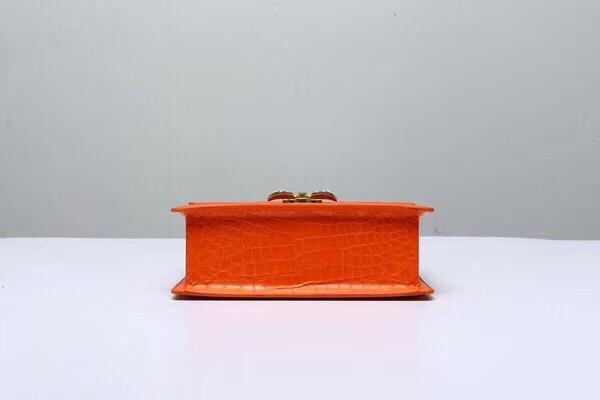 Genuine Crocodile Leather Top Handle Cross Body Bag Orange