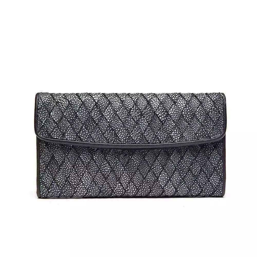 GenuinePearl Stingray Leather Large Flap Wallet For Women