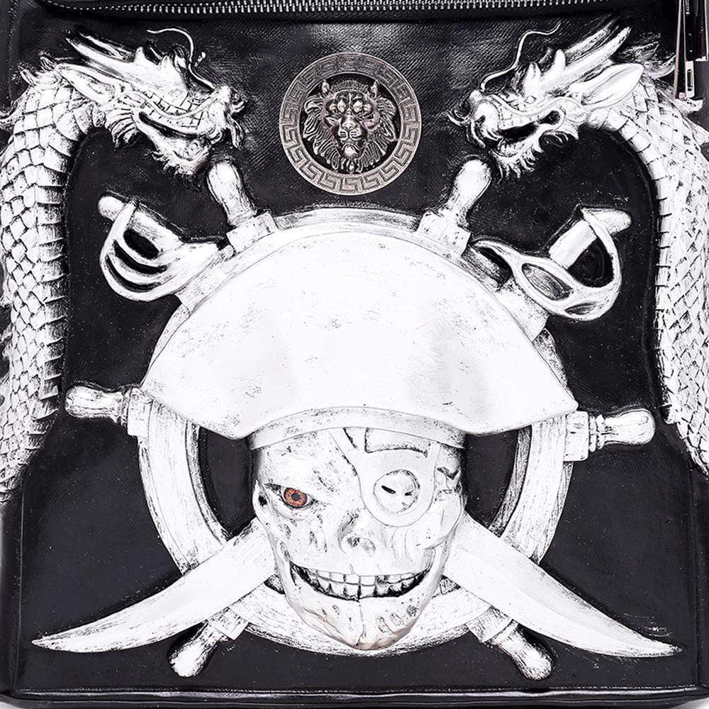 Halloween Skull Backpack 3D Pirate Captain 14"Laptop Computer Handbags Knapsack