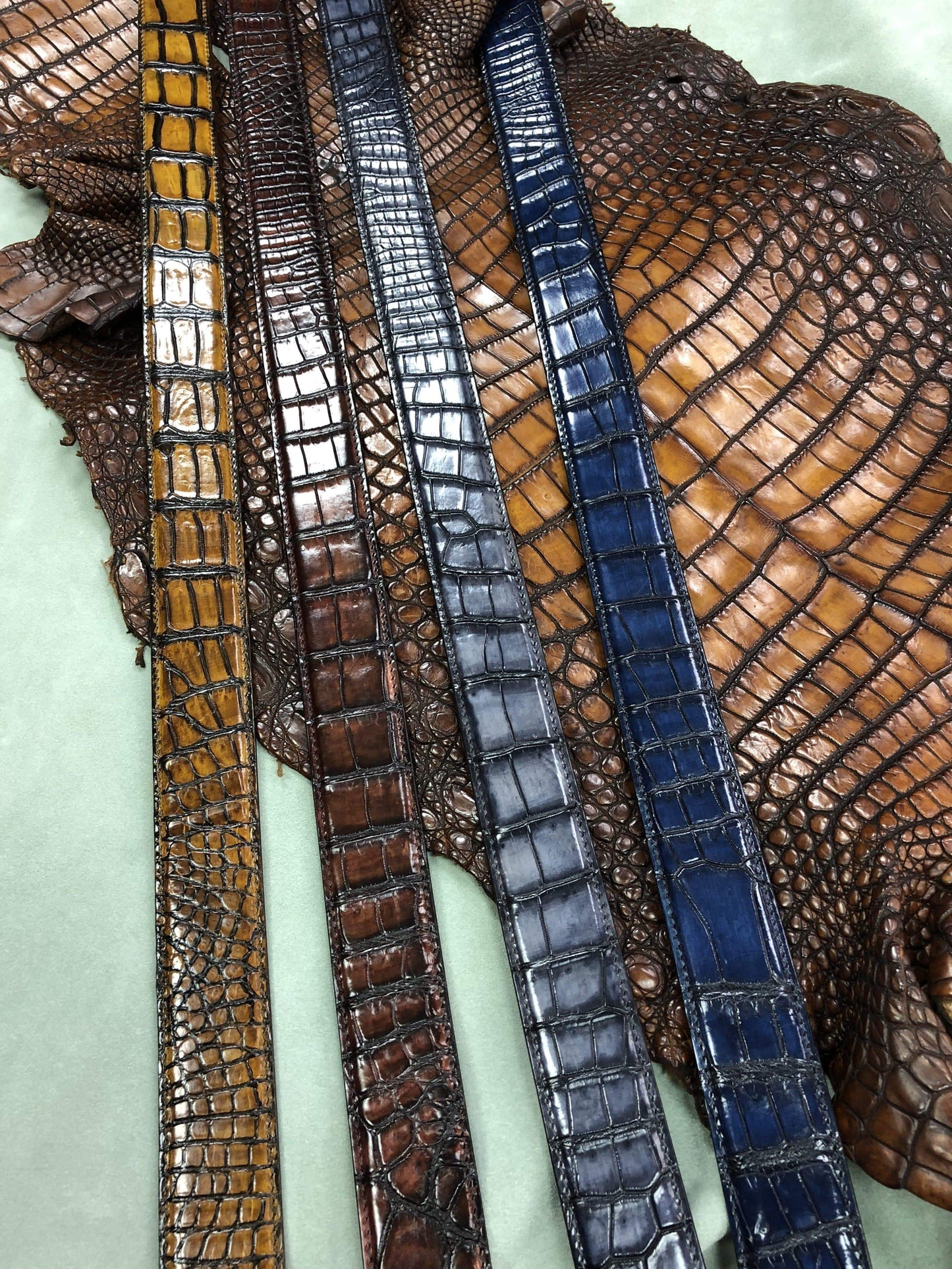 Hand Painted Genuine Crocodile Leather Belt