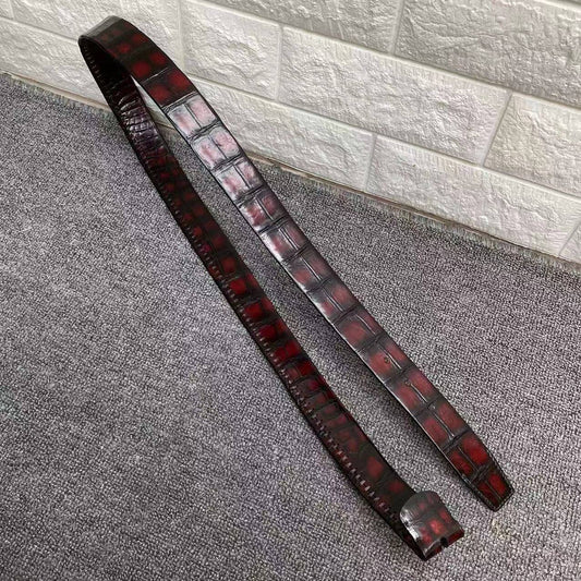 Hand Stitching Double Sides Nile Crocodile Skin Leather Belt