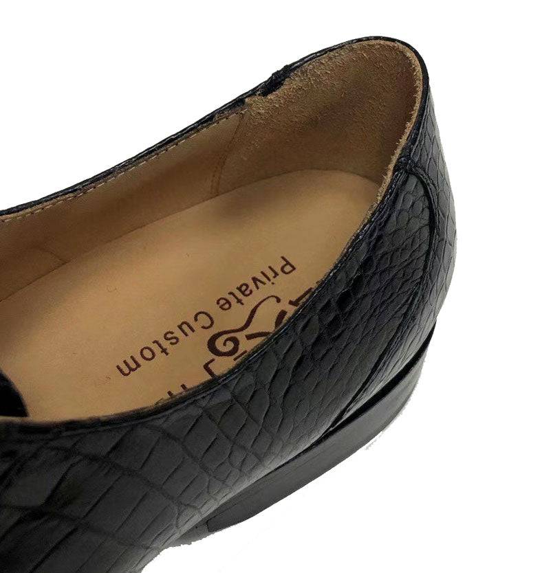 Crocodile Shoes Handmade Crocodile Leather Vintage Two Tone Classic Lace Up Leather Lined Shoes
