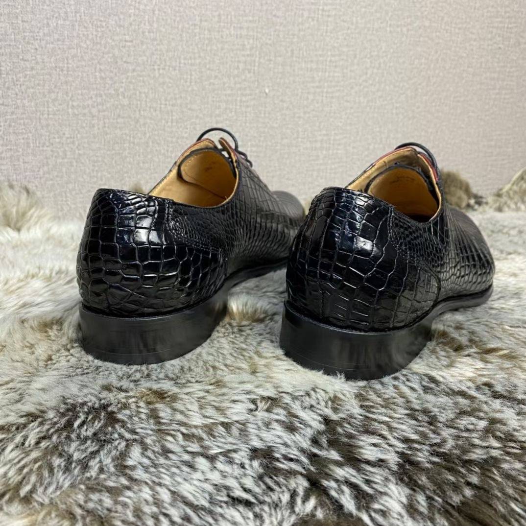 Crocodile Shoes Handmade Crocodile Leather Vintage Two Tone Classic Lace Up Leather Lined Shoes