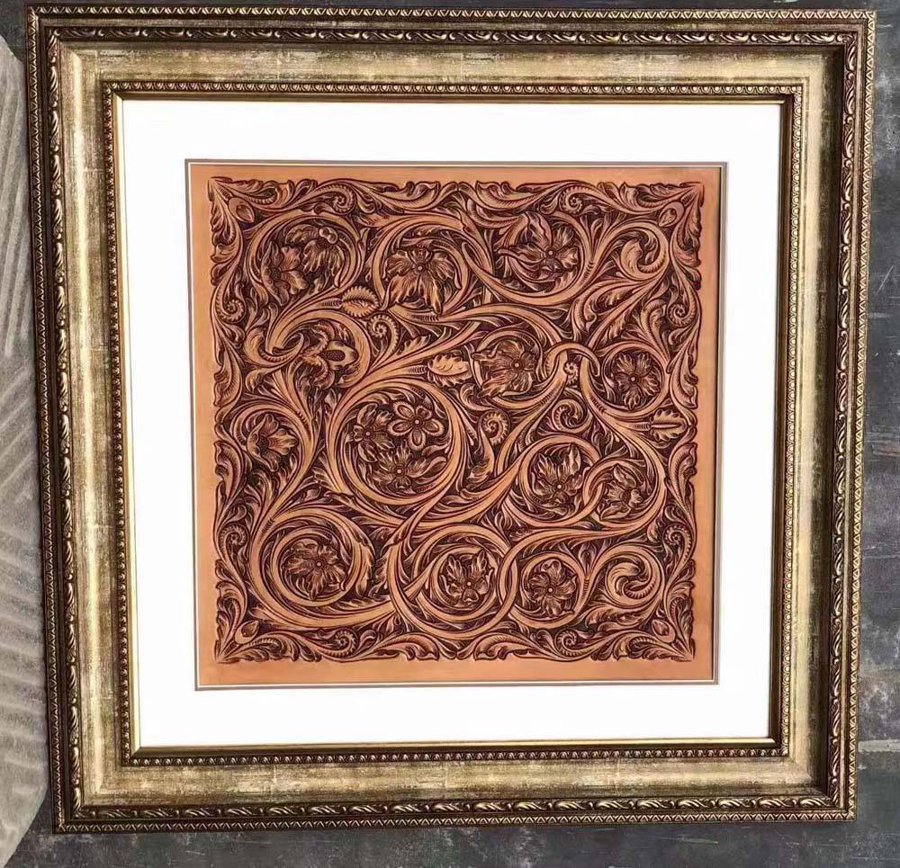 Handmade Customs Personalized Leather 3D Carving And Painting Photo Frame