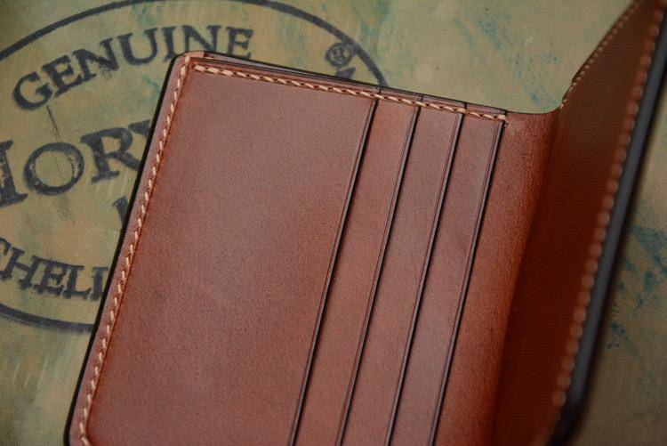Handmade US Horween Shell Cordovan Leather Short Wallet Multi-card Holder Simple Wallets