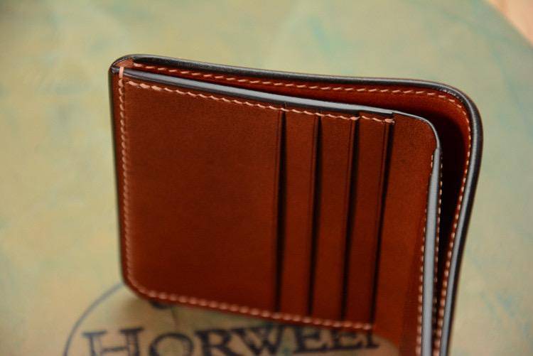Handmade US Horween Shell Cordovan Leather Short Wallet Multi-card Holder Simple Wallets