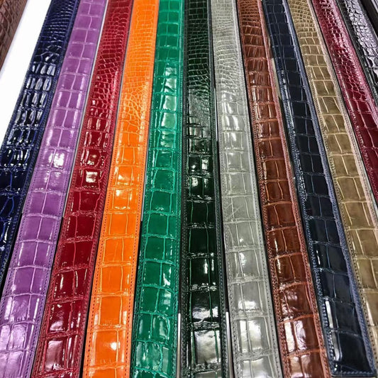 High Shiny Nile Crocodile Skin Leather Belt