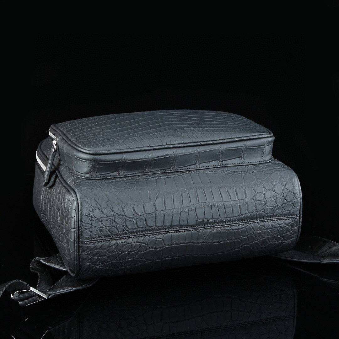 Preorder Large Matt Nile Crocodile Leather Backpack Black