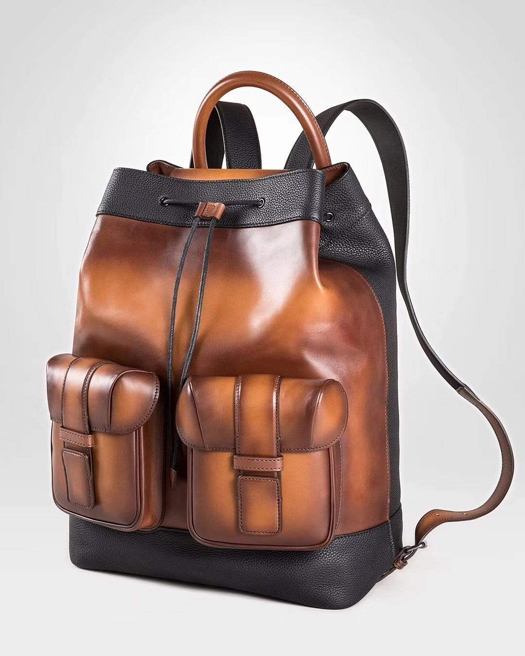 Large Vintage Smooth  Cowhide Leather Backpack & Rucksack