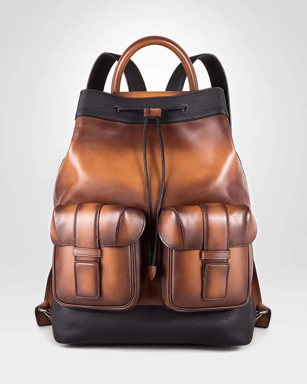 Large Vintage Smooth  Cowhide Leather Backpack & Rucksack
