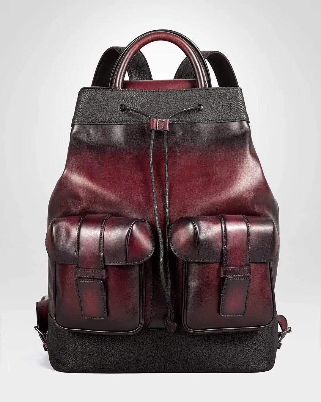 Large Vintage Smooth  Cowhide Leather Backpack & Rucksack