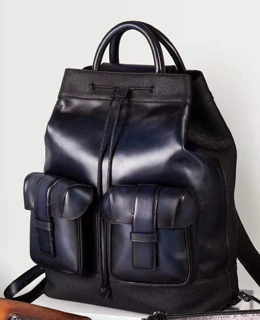 Large Vintage Smooth  Cowhide Leather Backpack & Rucksack