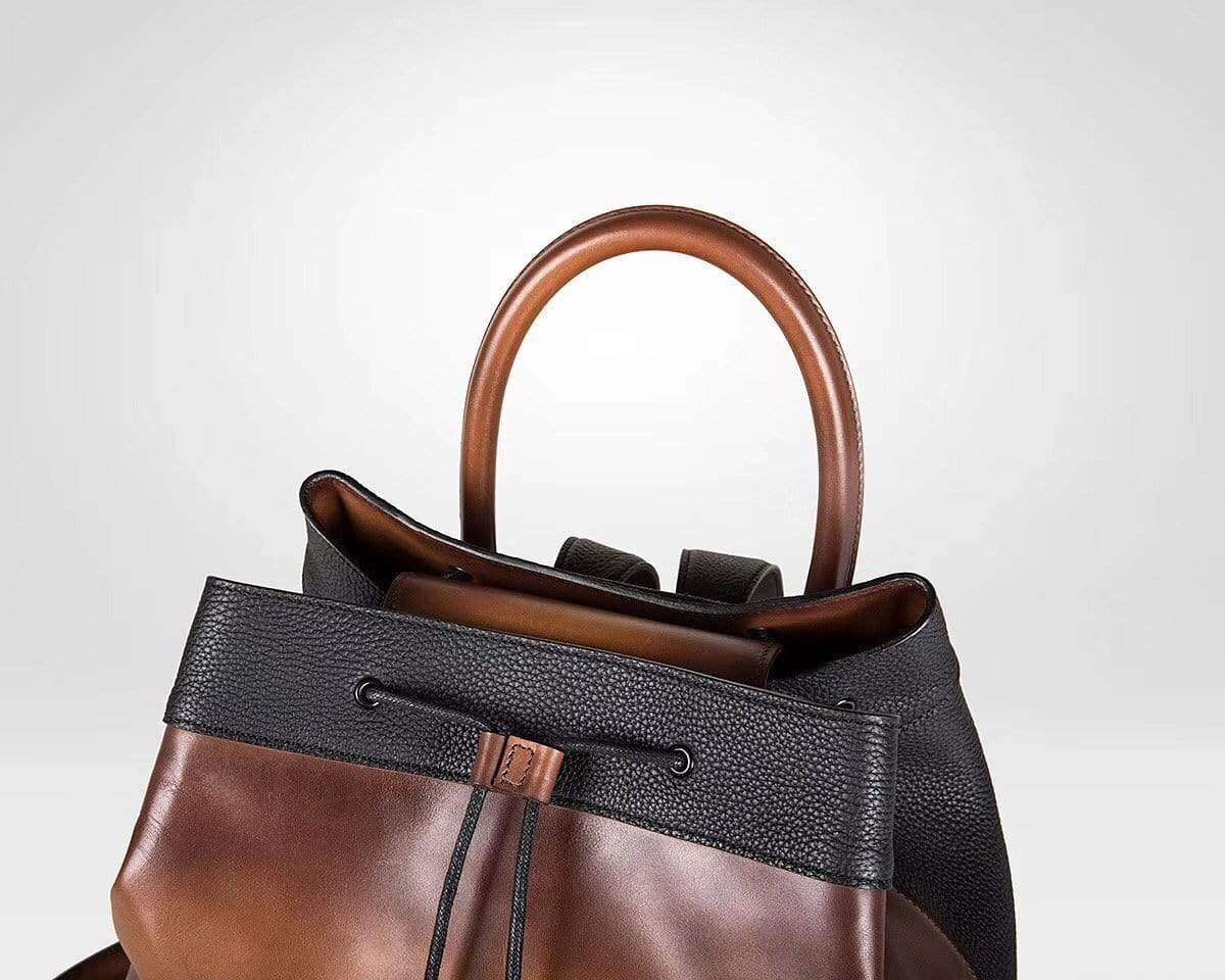 Large Vintage Smooth  Cowhide Leather Backpack & Rucksack