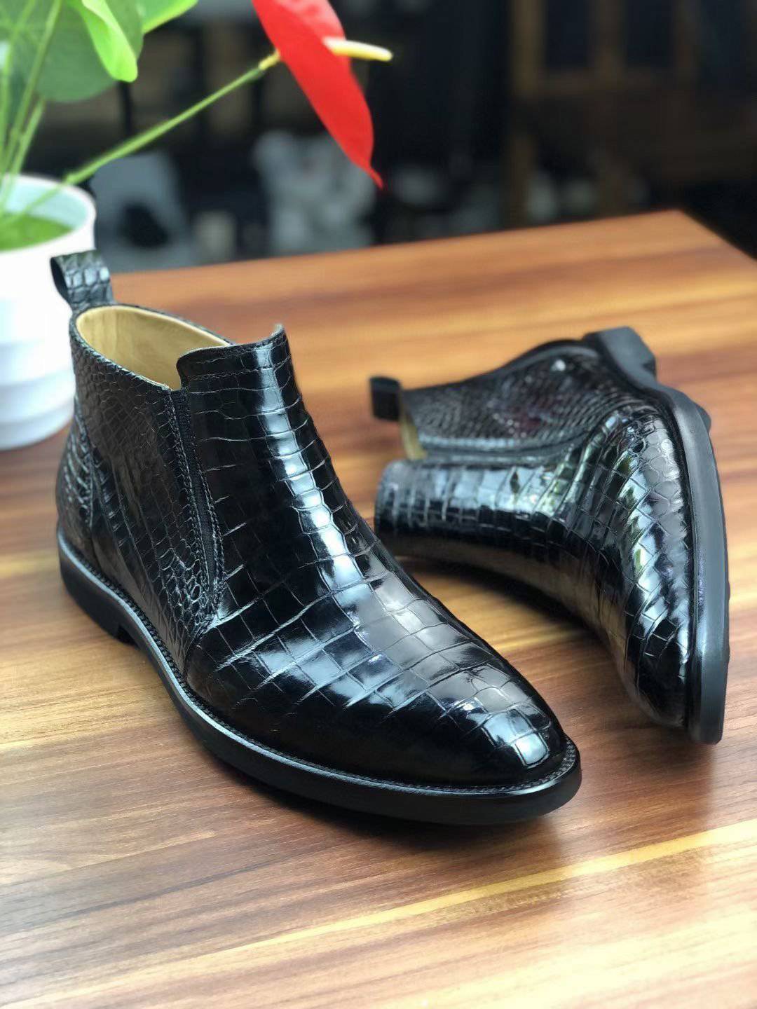 Crocodile Shoes Men's Comfort Craftsman Chelsea Boots