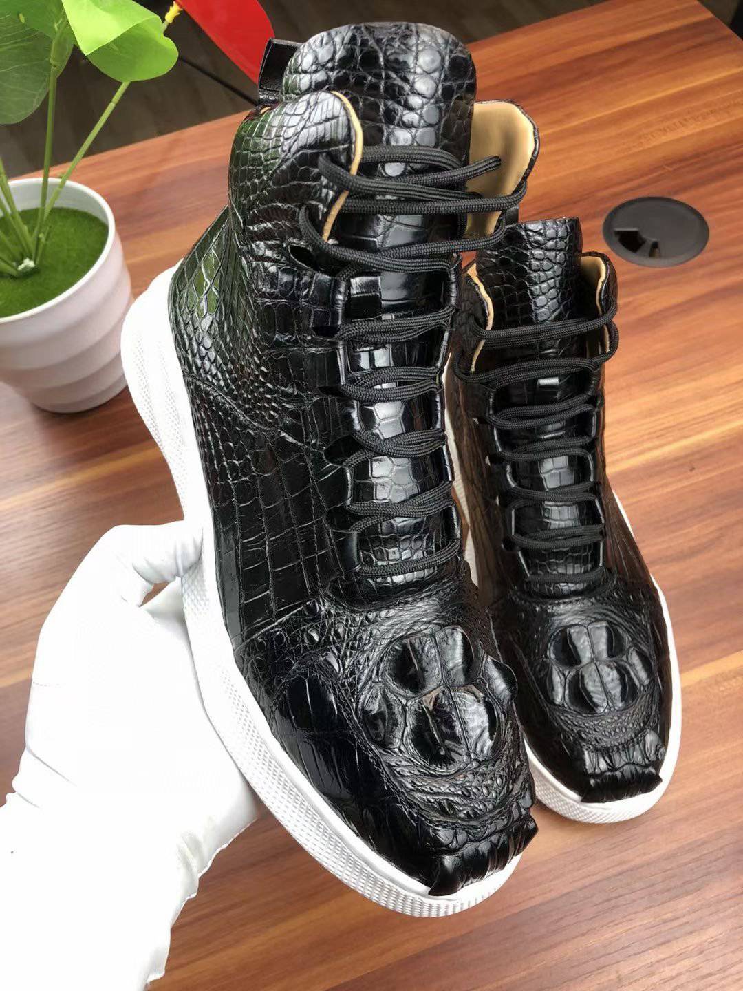 Crocodile Shoes Men's Crocodile Leather Boots Man Martin Boots Leisure Time Boots and Sportwear Man
