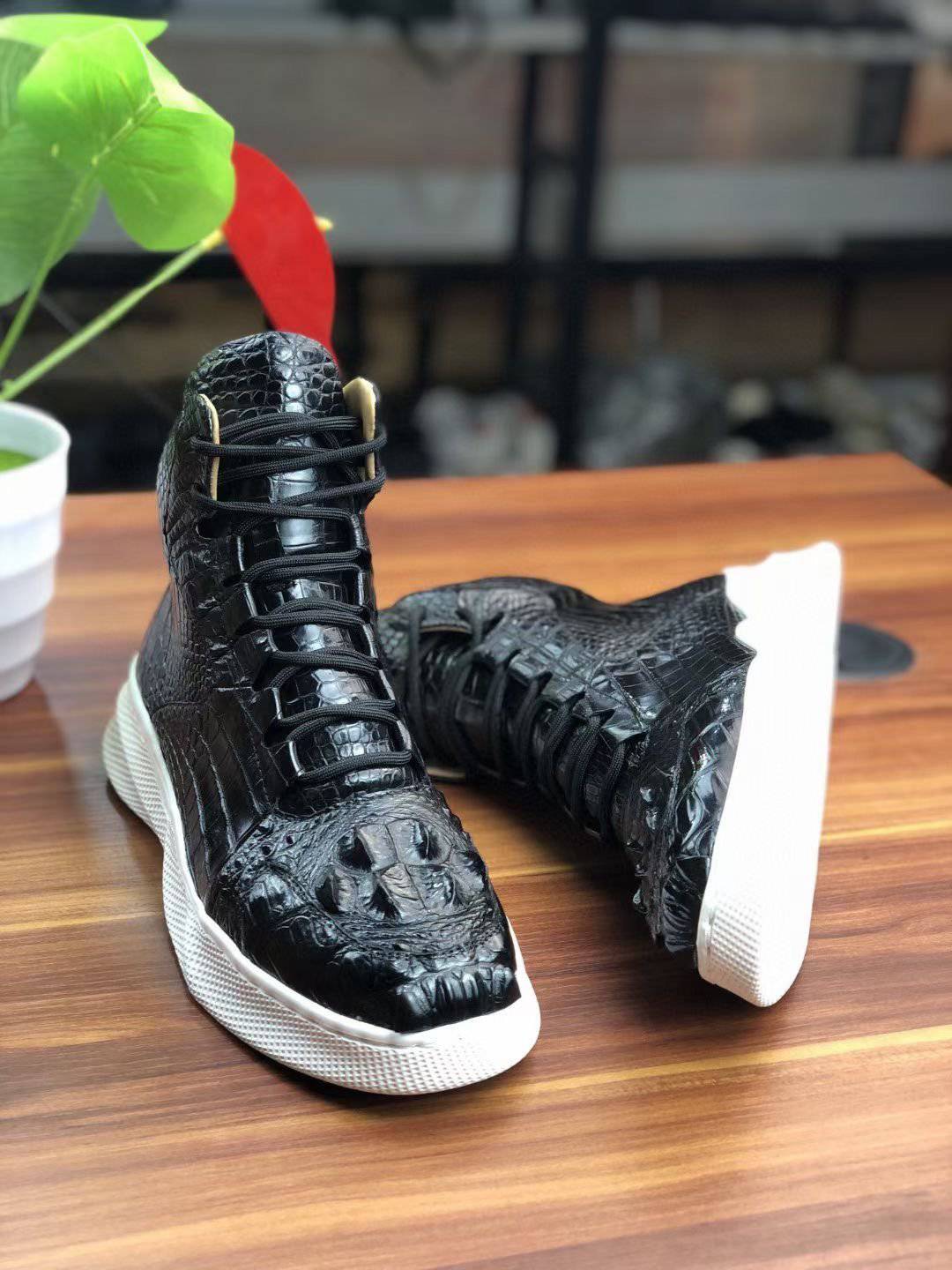 Crocodile Shoes Men's Crocodile Leather Boots Man Martin Boots Leisure Time Boots and Sportwear Man
