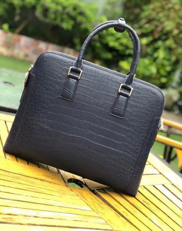 Men's Crocodile Leather Laptop Bags Briefcase