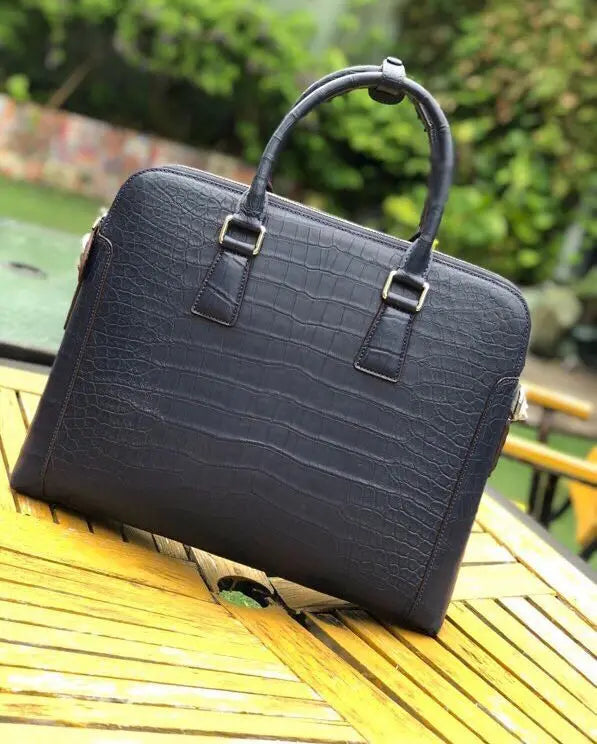 Men's Crocodile Leather Laptop Bags Briefcase