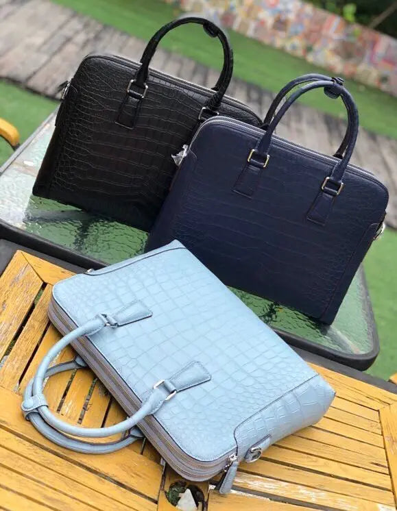 Men's Crocodile Leather Laptop Bags Briefcase