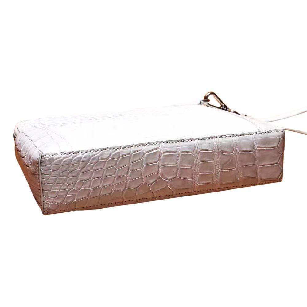 Men's Genuine Crocodile Skin Leather Clutch Bag With Double Zip